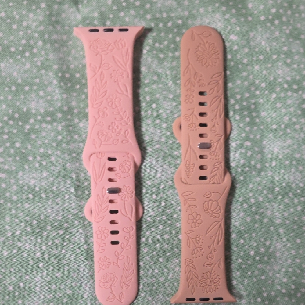 Apple Watch Floral Embossed Watch Bands in Pink and Tan